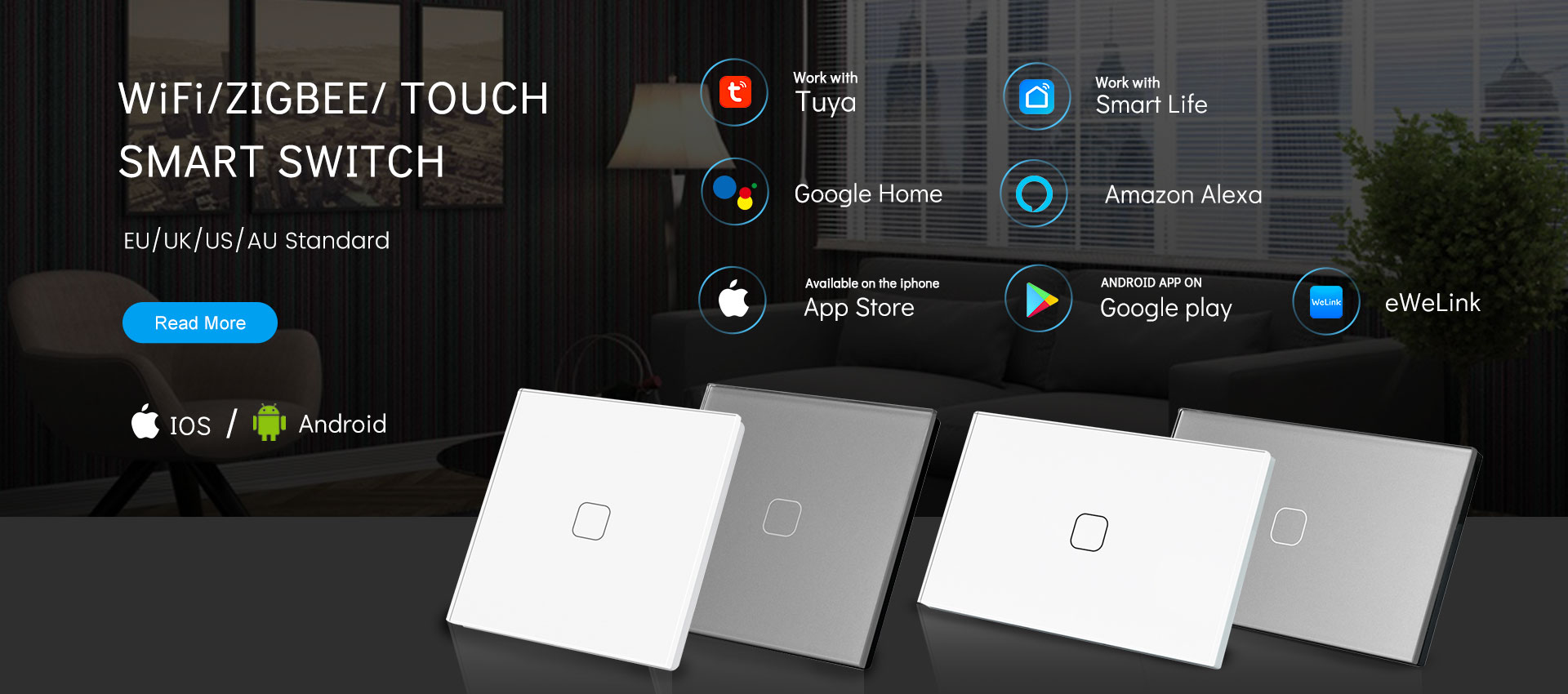 White Wifi Touch Switch